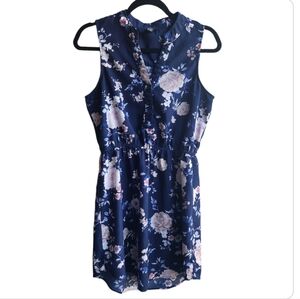 Rue 21 Navy Blue Dress with Pink and White Floral Pattern Size M